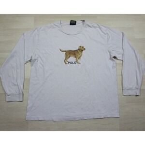 Vintage Polo Sport Ralph Lauren Long Sleeve T-Shirt (XL) Dog Golden Retriever
